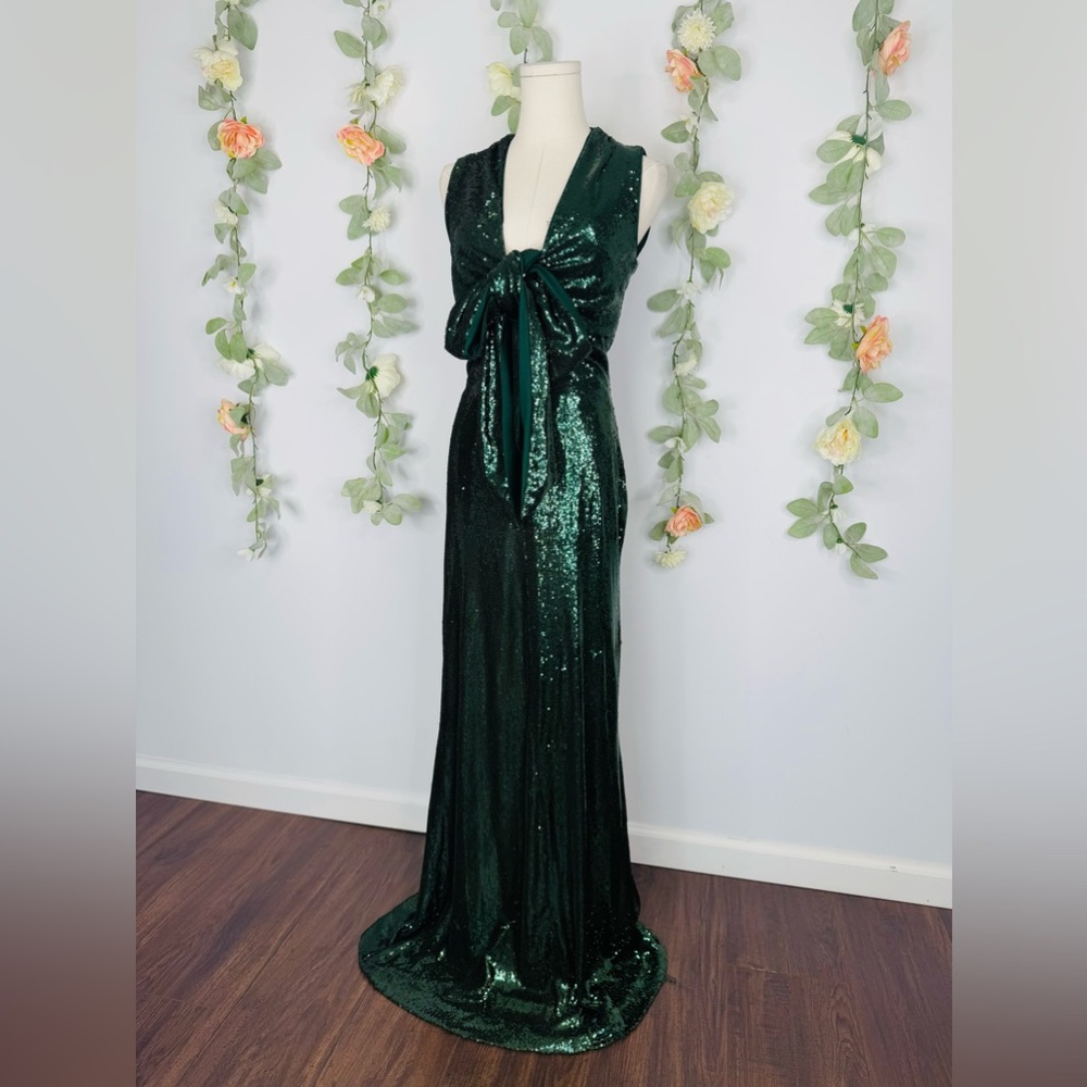 Halston Magdalena Draped Sequin Gown - Picture 5 of 12